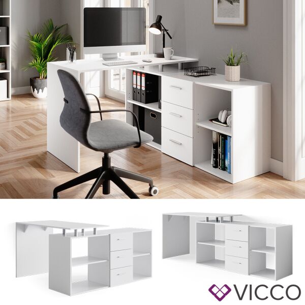 

Поворотный деловой стол 120x145 Vicco Dante, белый