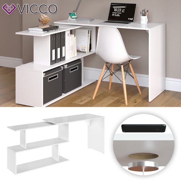 

Стол с беспроводной зарядкой QI, 120x77 Vicco Levia, белый