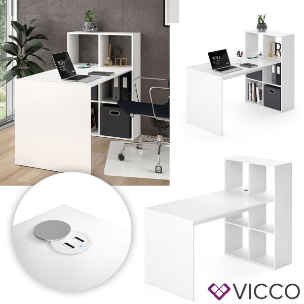 

Стол с USB зарядкой 72x144 Vicco Emir, белый