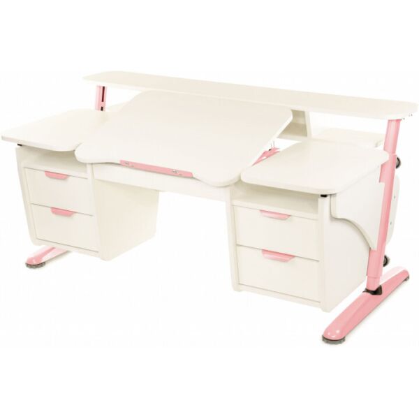 

Детская парта PONDI Эргономик с 2 тумбами Бело-розовая