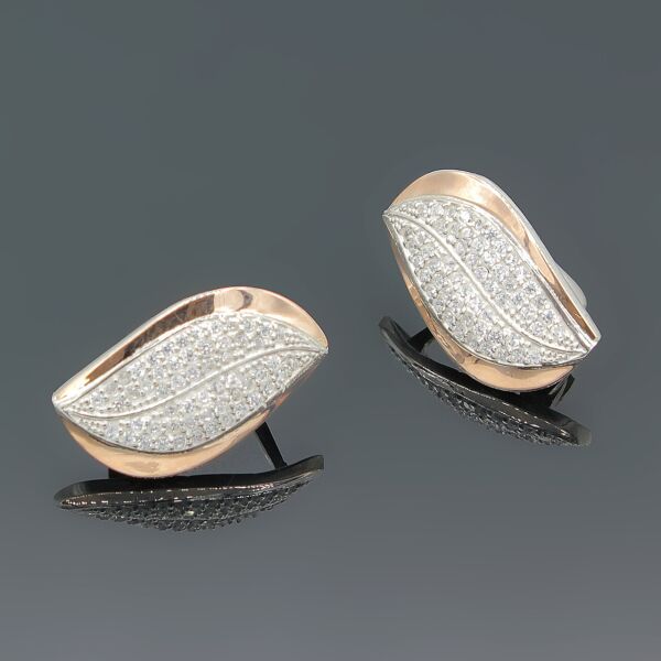 

Серебряные серьги "Морская волна" с золотыми вставками