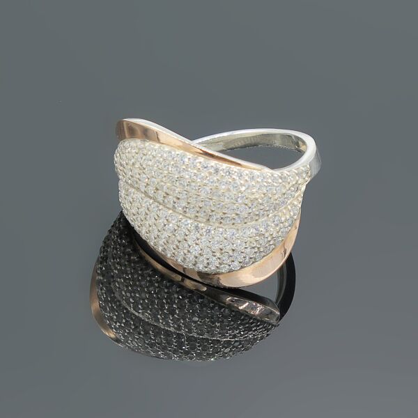 

Серебряное кольцо с золотыми вставками Морская волна 21