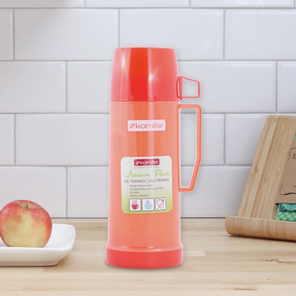 

Термос Kamille 450мл пластиковый со стеклянной колбой Оранжевый KM-2070