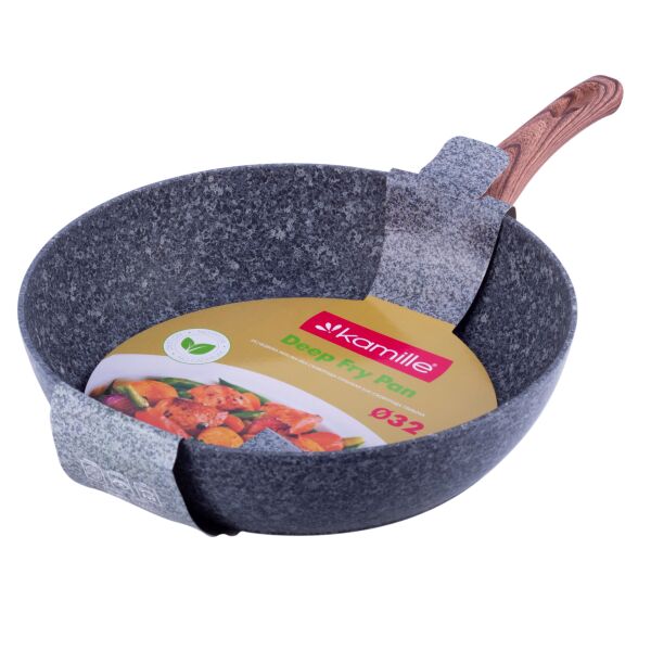 

Сотейник Kamille d32см з антипригарним покриттям Grey marble з алюмінію KM-4168