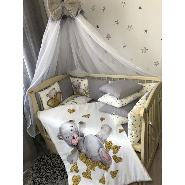 

Комплект постельного белья Baby Comfort Premium 8 элементов Мишка серый