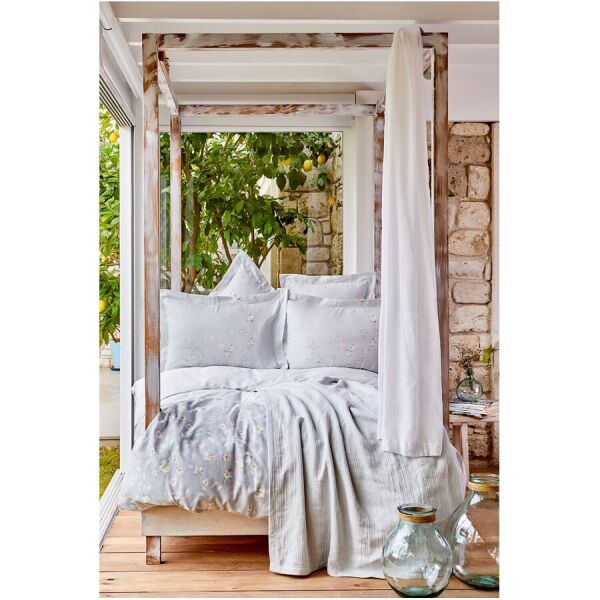 

Постельное белье Karaca Home - Nadia gri серый pike jacquard 220*230 евро