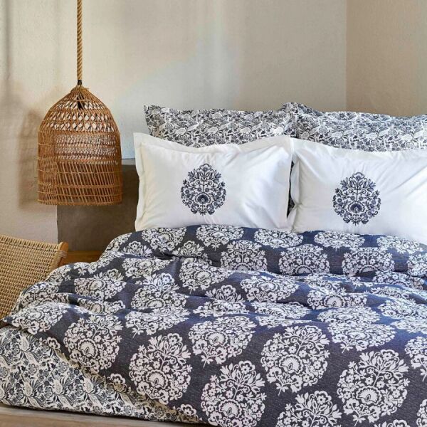 

Постельное белье Karaca Home - Moni indigo индиго pike jacquard 200*220 евро