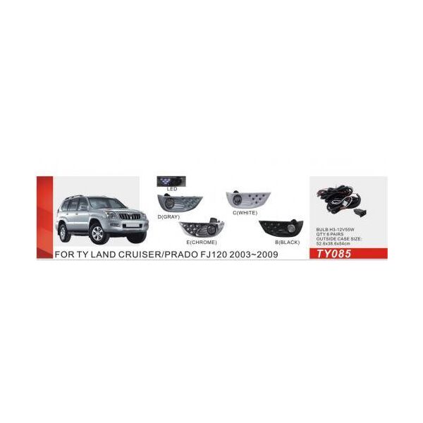 

Фары дополнительные противотуманные Toyota Prado FJ120 2003-09 TY-085E chromе эл.проводка