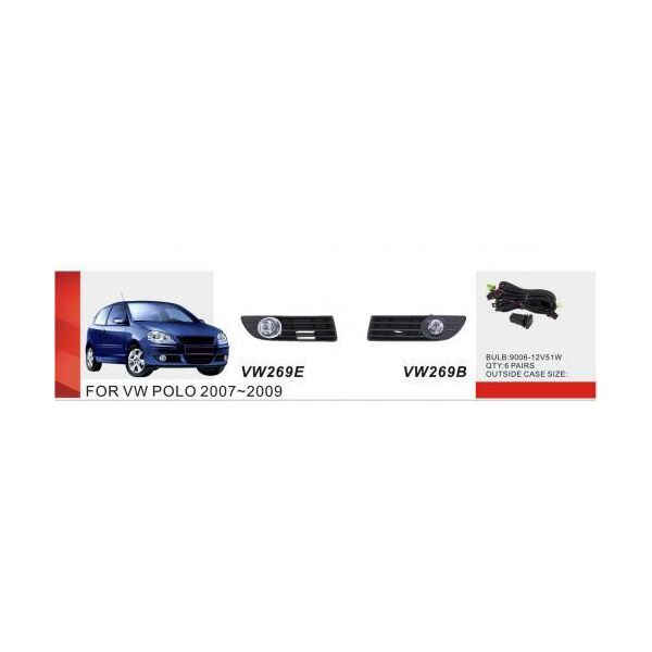 

Фары дополнительные противотуманные VW Polo 2007-09 VW-269E-W 9006-51W эл.проводка
