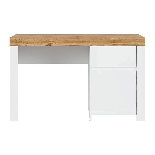 

Письменный стол BRW Holten S440-BIU1D1S-BI/DWO/BIP, белый/дуб Вотан/белый глянцевый,