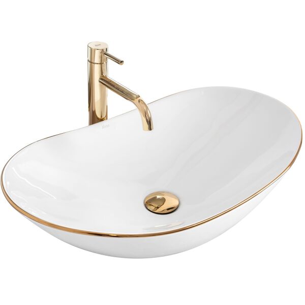 

Умывальник Rea Royal gold edge накладной REA-U8570, Белый