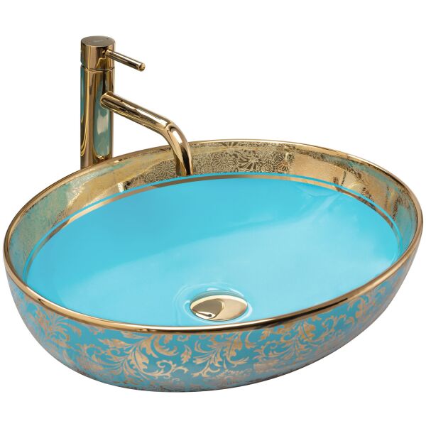 

Умывальник Rea Margot gold/blue накладной REA-U8709, Синий