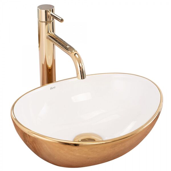

Умывальник Rea Sofia gold/white накладной REA-U0456, Золотой
