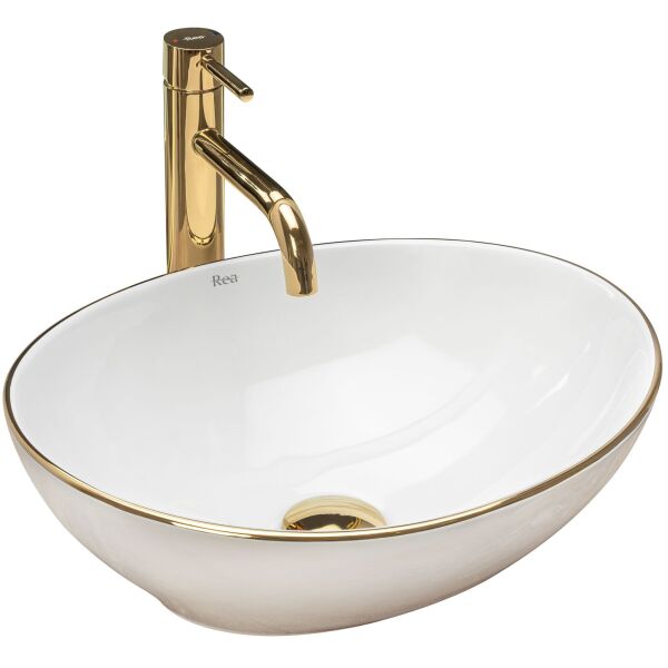 

Умывальник Rea Sofia gold edge накладной REA-U3287, Белый