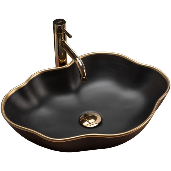 

Умывальник Rea Pearl black gold накладной REA-U0692, Черный