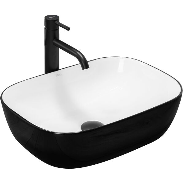 

Умывальник Rea Belinda white black накладной REA-U6332, Черный