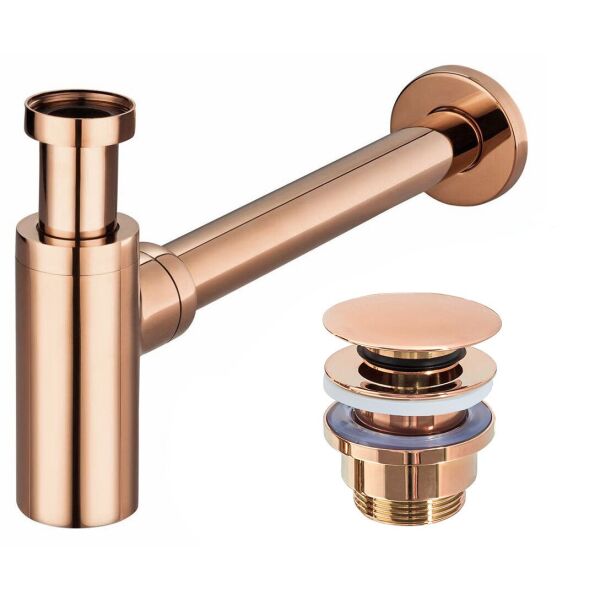 

Сифон универсальный для умывальника Rea rose gold click-clack розовое золото REA-A8541, Теплый закат