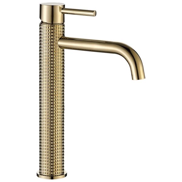 

Смеситель для умывальника Rea Gusto One light gold черный высокий REA-B8405, Золотой