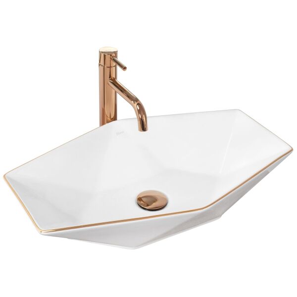 

Умывальник Rea Vegas rose gold edge накладной REA-U5605, Белый