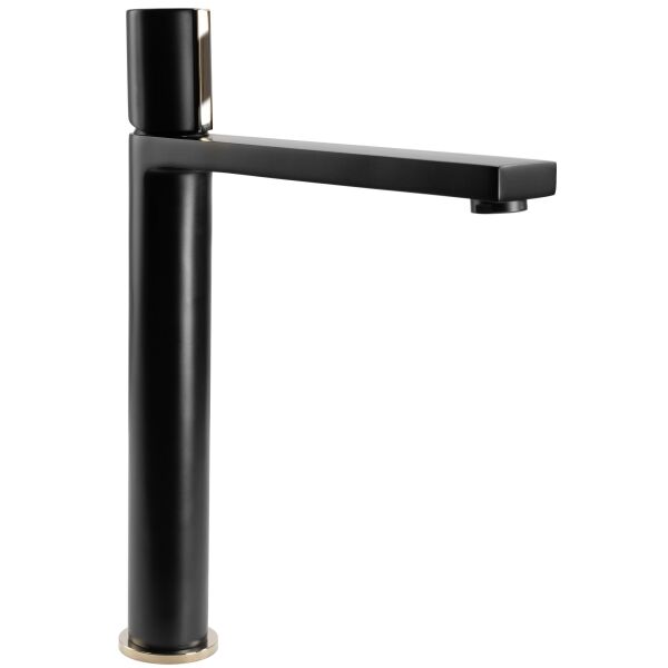 

Смеситель для умывальника Rea Icon black L.gold черный высокий REA-B5681, Черный