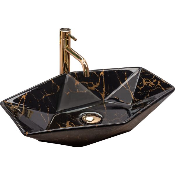 

Умывальник Rea Vegas black marble shiny накладной черный REA-U5603, Черный