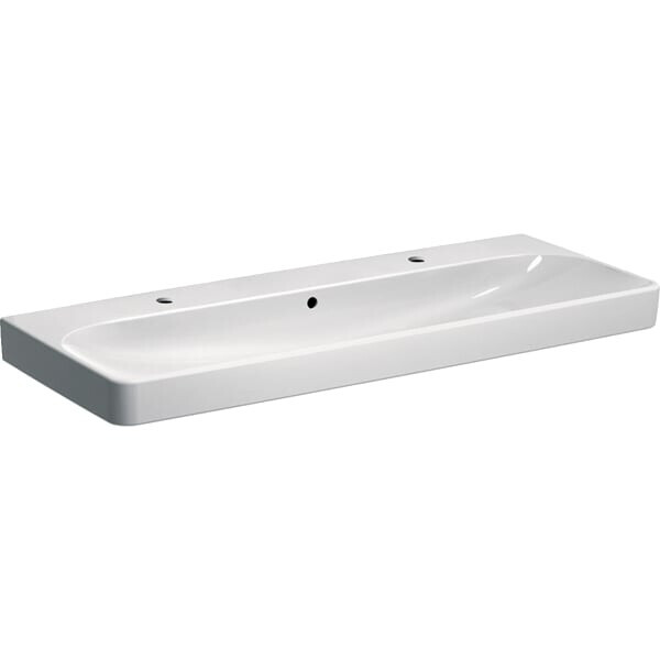 

Умывальник Geberit Smyle Square 120x48 на 2 смесителя 500.253.01.1, Белый