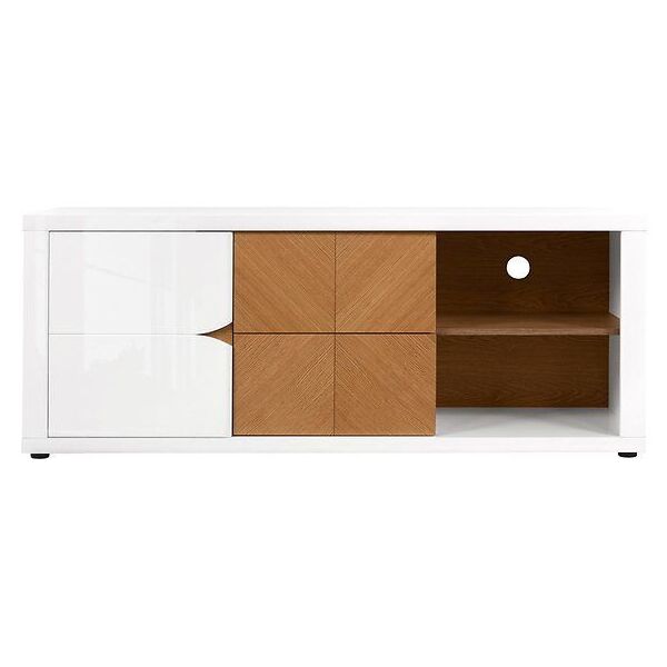 

ТВ тумба BRW Rovika S458-RTV1D2S-BIP/DNA, белый глянцевый/натуральный дуб