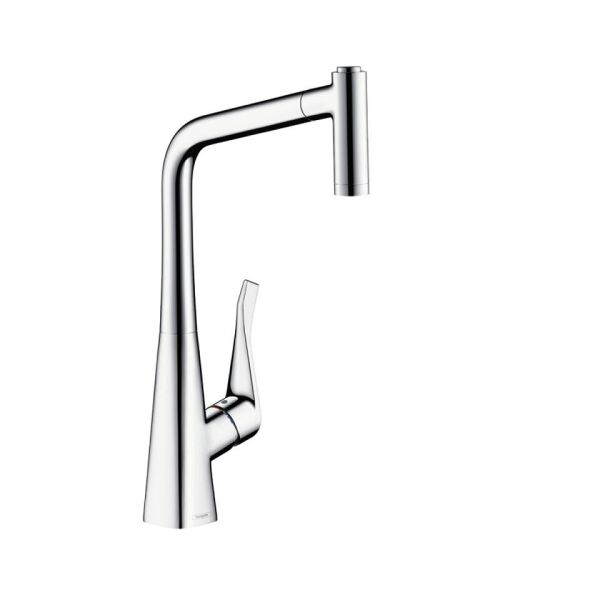 

Кухонный смеситель с выдвижным изливом 320 Hansgrohe Metris 14820800 (23968)