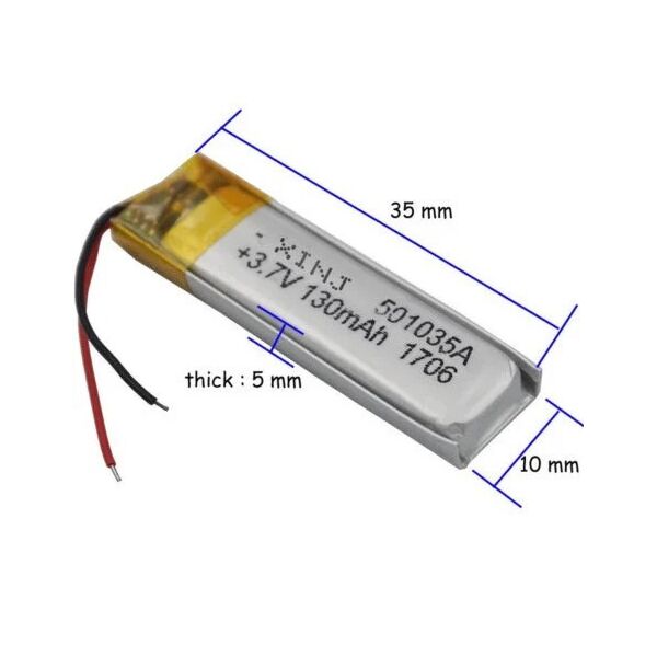 

Аккумулятор 501035 Li-Pol для Bluetooth гарнитуры Серебристый 130mah 3.7V (17022142115)
