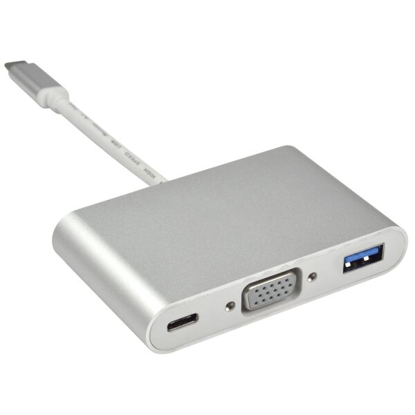 

Адаптер Multiport USB Type-C to VGA/USB 3.0/Type-C (Silver) STLab
