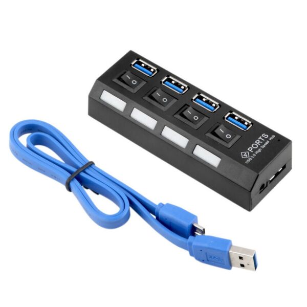 

ХАБ USB 3.0 4 порта с переключателями поддержка до 1TB (без блока питания)