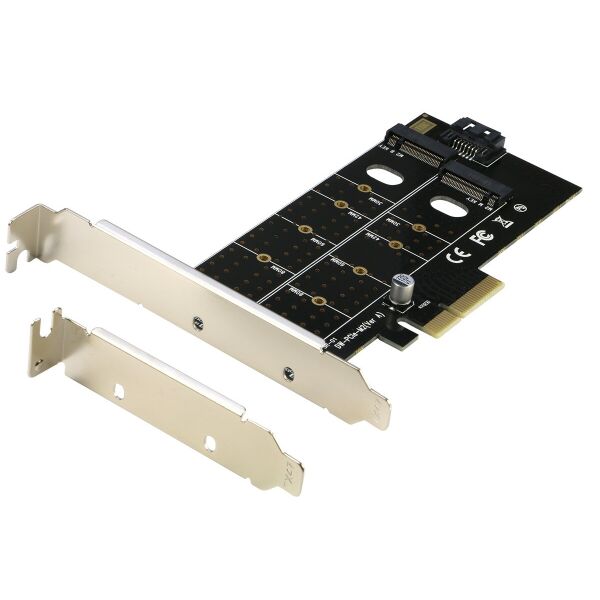 

Двойной адаптер M.2 SSD to PCI-E NGFF M-Key Низкопрофильная планка в комплекте