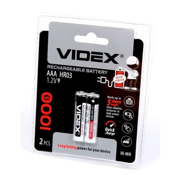 

Аккумулятор Videx 1000 mAh AAA, Ni-Mh, 2шт