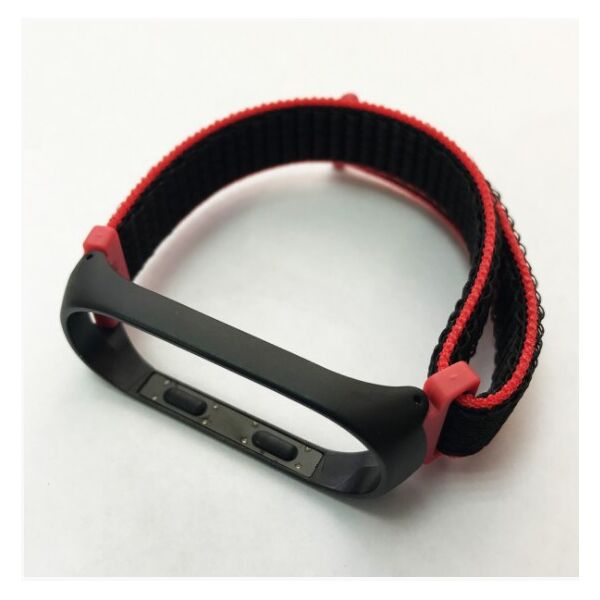 

Нейлоновый ремешок для фитнес браслета Mi Band 3/4 черно-розовый black-pink