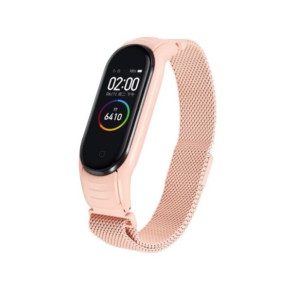 

Браслет для фитнес трекера Mi Band 3/4 металлический миланская петля пудра