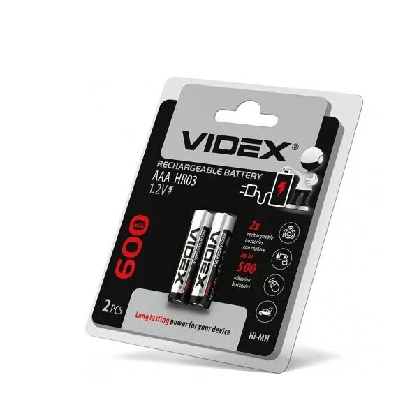 

Аккумулятор Videx 600 mAh AAA, Ni-Mh, 2шт