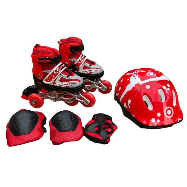 

Роликовые коньки с защитой In Lin Skate 129ATD набор с подсветкой колес (L 29-33) Красные