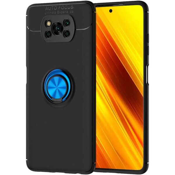 

TPU чехол Deen ColorRing под магнитный держатель (opp) для Xiaomi Poco X3 Pro Черный / Синий (150749)