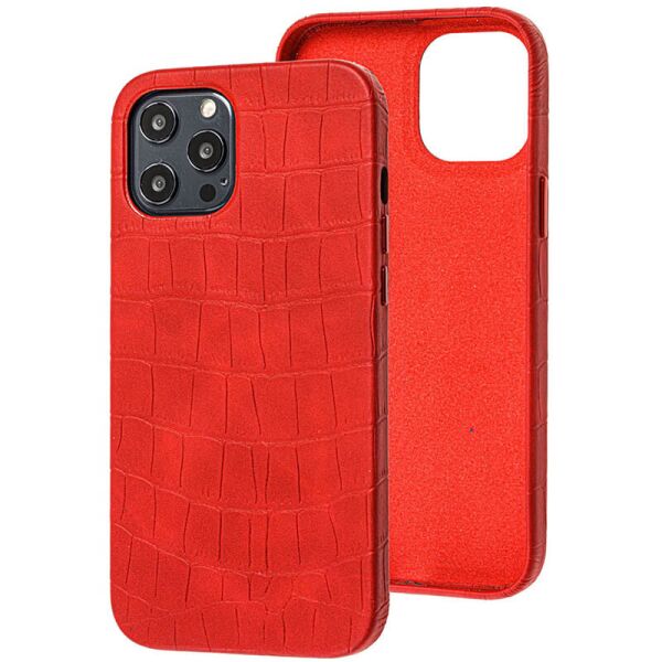 

Кожаный чехол Croco Leather для Apple iPhone 12 Pro / 12 (6.1") Red (170460)