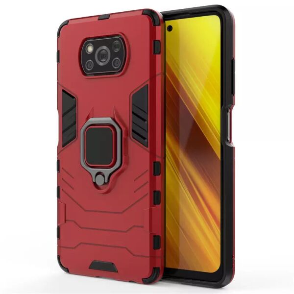 

Ударопрочный чехол Transformer Ring for Magnet для Xiaomi Poco X3 Pro Красный / Dante Red (150269)