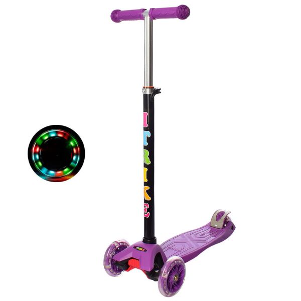 

Самокат детский со светящими колесами iTrike фиолетовый