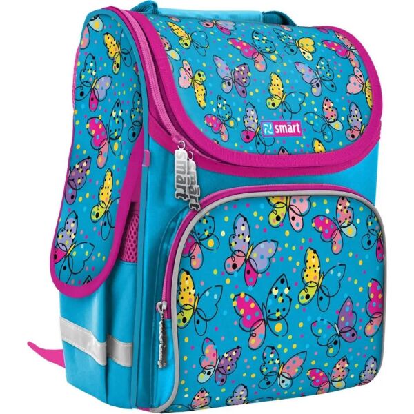 

Рюкзак школьный каркасный SMART PG-11 "Bright butterflies" голубой (557723)