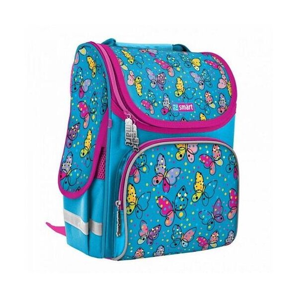 

Рюкзак шкільний каркасний SMART PG-11 Bright butterfliesl, блакитний (557723)