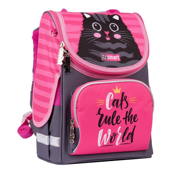 

Рюкзак шкільний каркасний SMART PG-11 Cat rules, рожевий/чорний (556515)