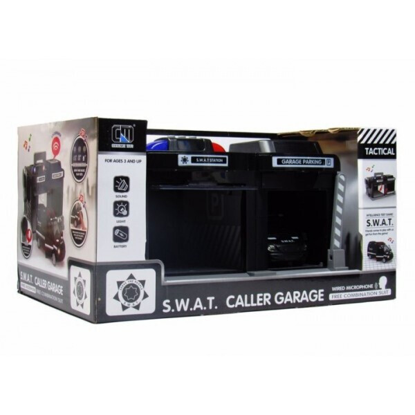 

Игровой набор Гараж CLM "S.W.A.T. " CLM-558(БФ), машинка, свет, звук, рация Черный