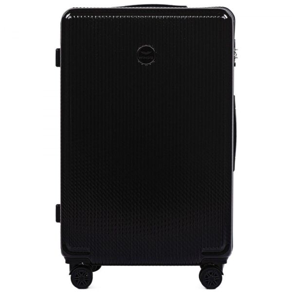 

Большой чемодан из поликарбоната на 4 сдвоенных колесах Wings PC565 L 83 л Черный (Black)