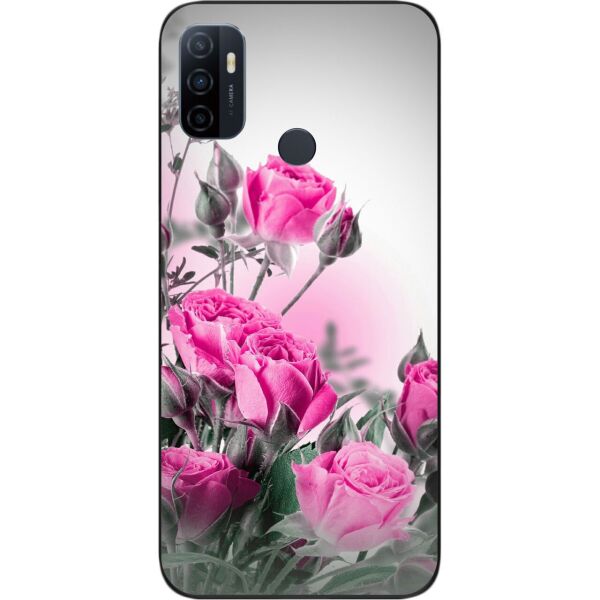 

Силиконовый бампер SMTT для OPPO A53 с изображением Розовые розы