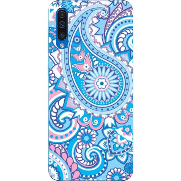 

Силиконовый бампер Casemarket с изображением для Samsung A50 Galaxy A505 2019 Голубые узоры
