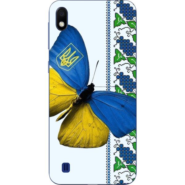 

Оригинальный силиконовый бампер чехол Casemarket для Samsung A10 2019 Galaxy A105F с картинкой Патриотическая бабочка