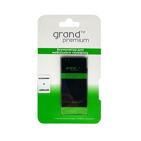 

Акумулятор Grand Premium для Samsung S5 G900H (EB-BG900BBC)